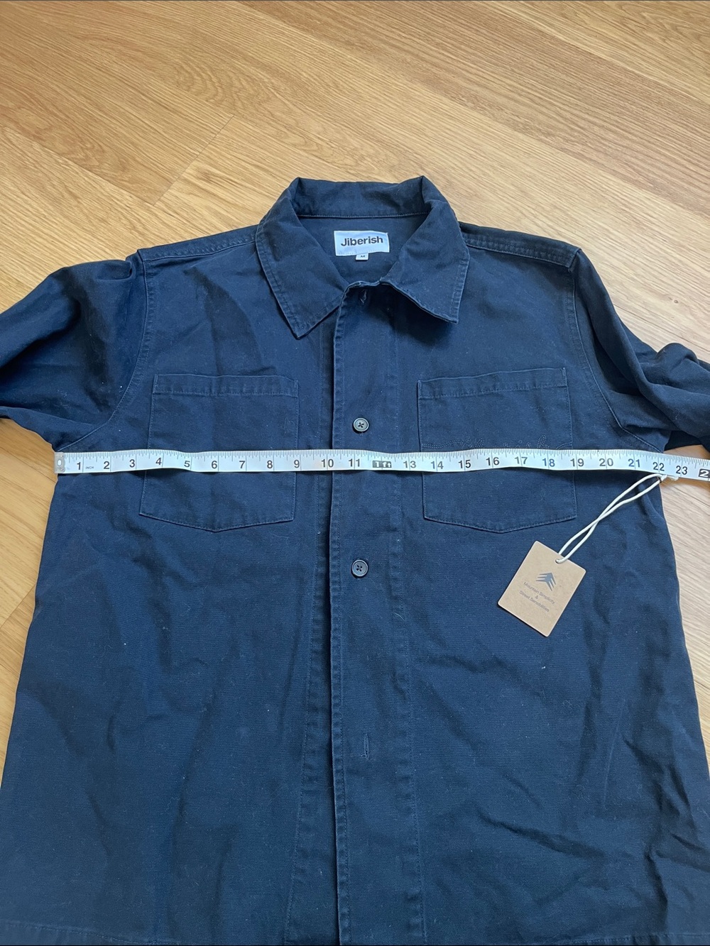 Jibberish Washed Canvas Overshirt-navy size M - Picture 4 of 11